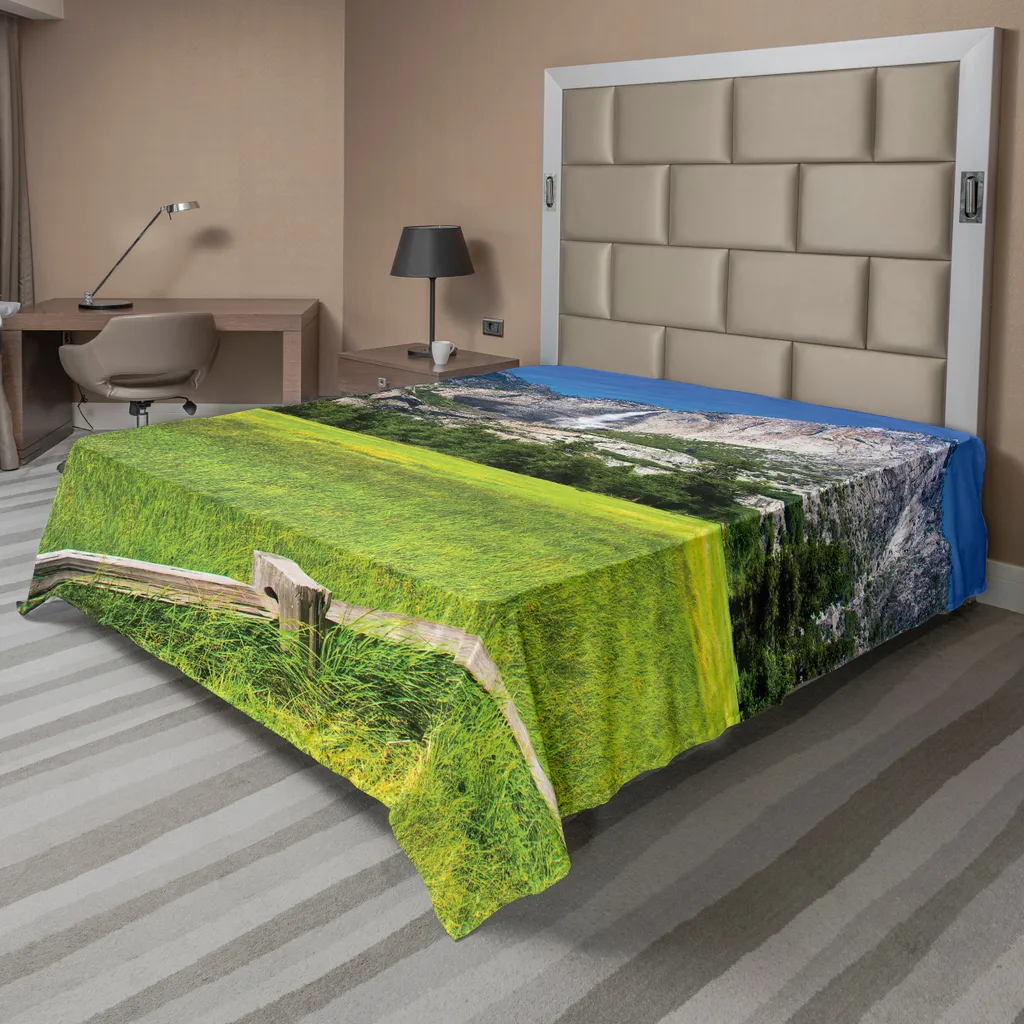 Drap de lit doux 266 cm Yosemite National Park tissu soyeux Vert Bleu