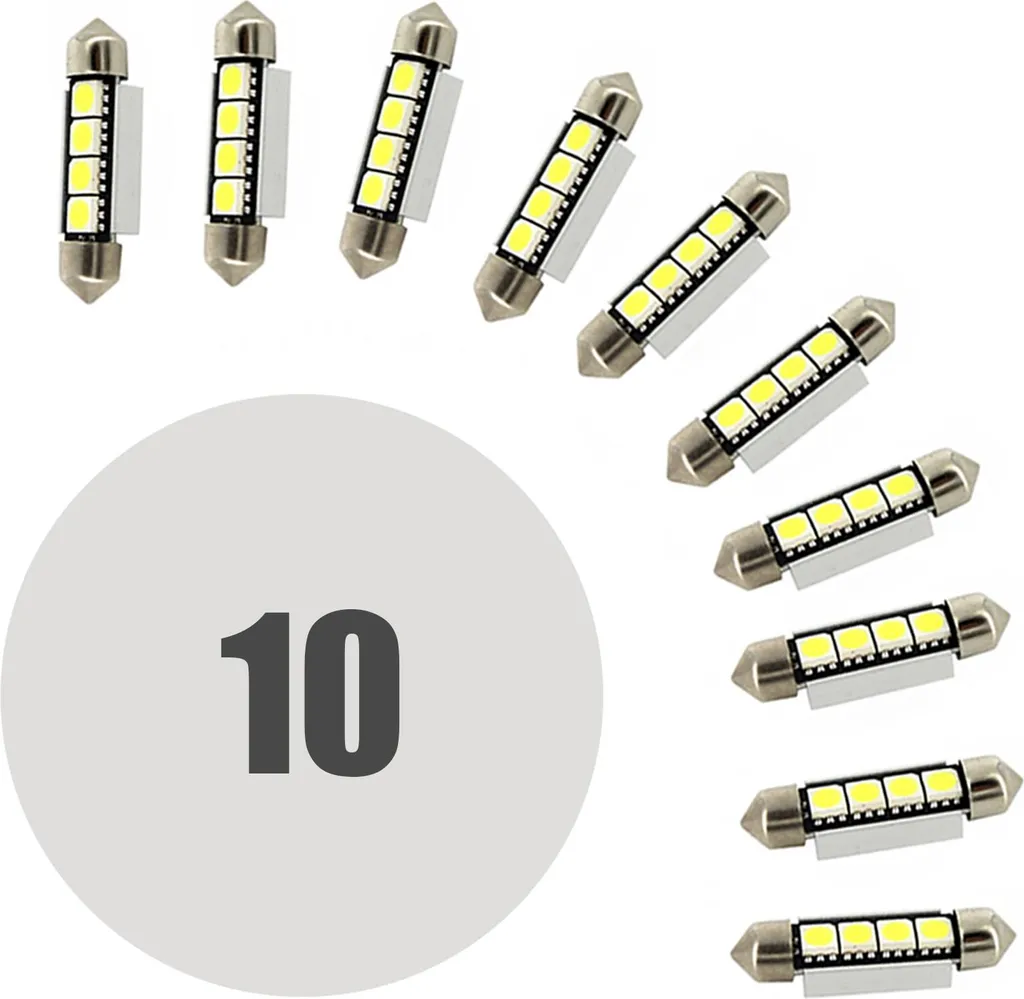 Stock 10 Lampadine LED 41mm Auto 12V 3W - Risparmio Energetico 6000K