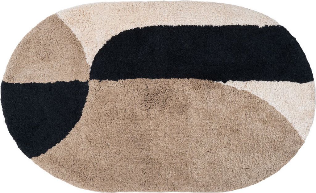 Badezimmerteppich Bowie, Taupe, oval, 50 x 80 cm