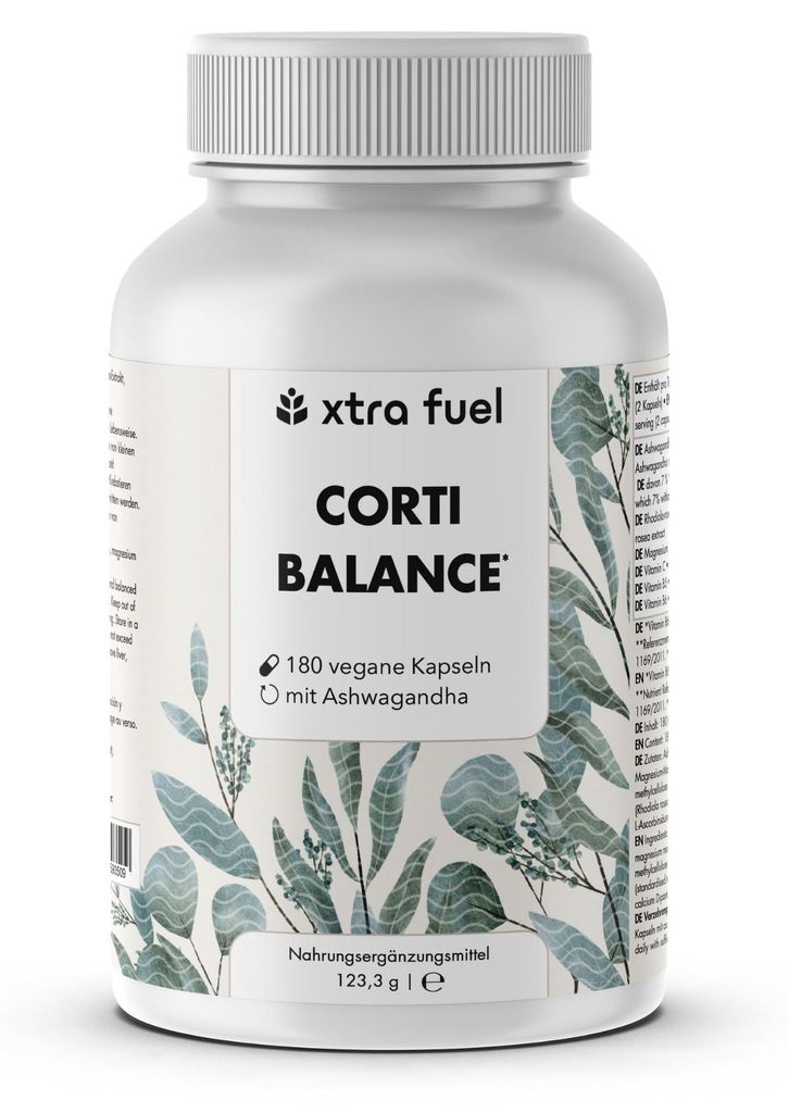 Cortisol Kapseln* - Corti Balance* - Nährstoffmix mit Ashwagandha, Rhodiola & Vitamin B6 – 1x Dose (180x Corti Balance Kapseln)
