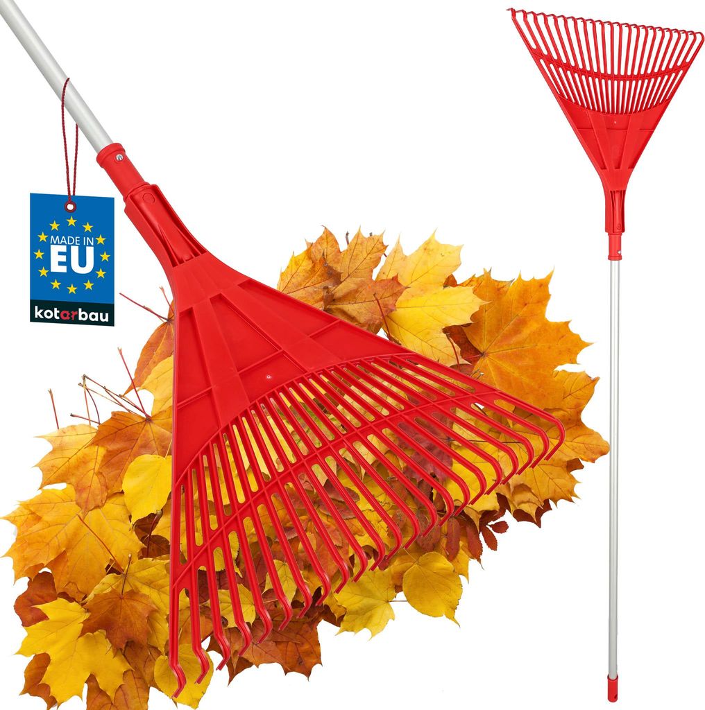 KOTARBAU Laubrechen Kunststoff 50 cm mit Aluminiumstiel 1,3 m Extra Click Heurechen Laubharke Rechen für Herbstlaub & Heckenschnitt Gartenrechen...