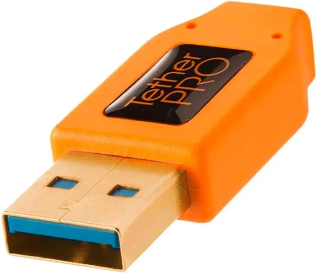 Câble Tether Tools TPro USB 3.0 Micro-B coudé orange de 4,6m - 4