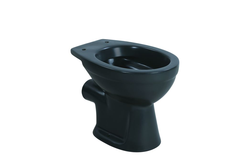 sanicomfort Stand-WC anthrazit matt spülrandlos, Abgang Produktbild 