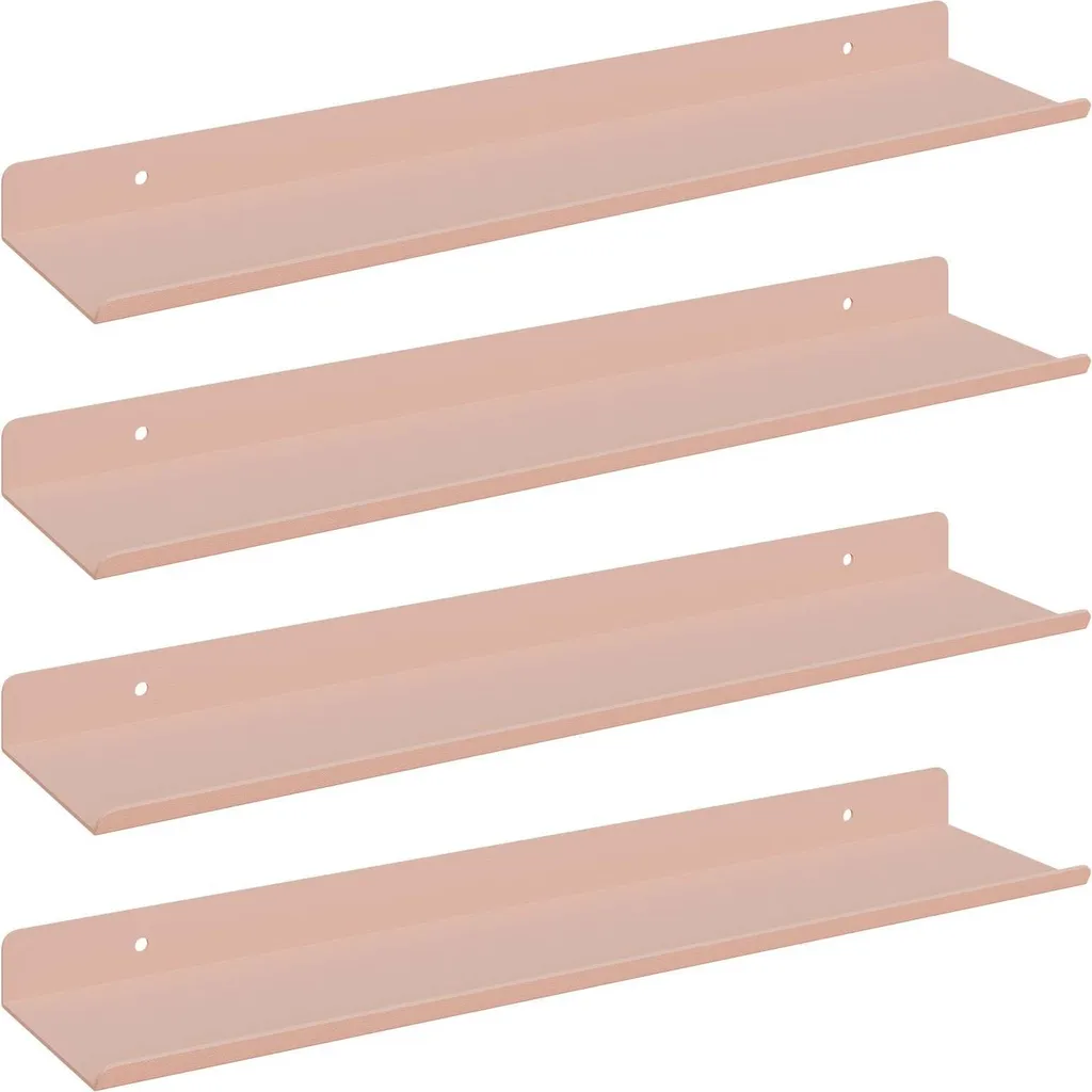4 Mensole Acciaio Rosa 40x9cm vidaXL - Kit Montaggio Parete Robusto