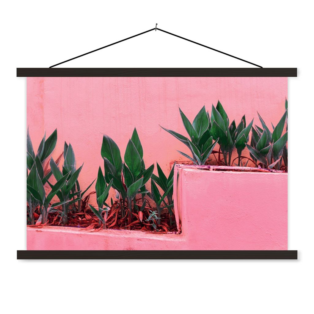 MuchoWow Textilposter Pflanzen - Sommer - Farbe 60x40 cm mit schwarzem Rahmen - Hölzernes