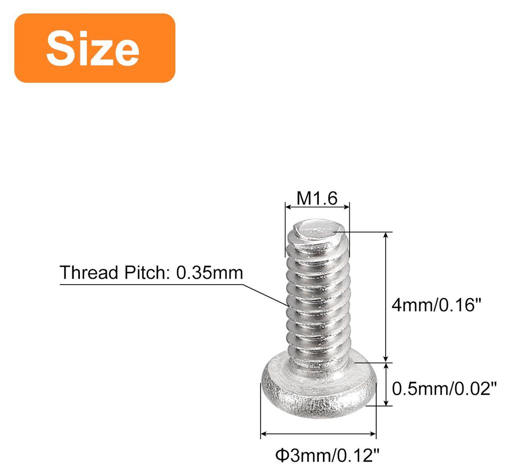 M1.6-0.35 x 4mm Phillips Flachkopfschrauben 100 Stš¹ck Flache Rundkopfschrauben 304 Edelstahl Kreuzschlitz Antrieb Maschinenschrauben Hardware Ve...