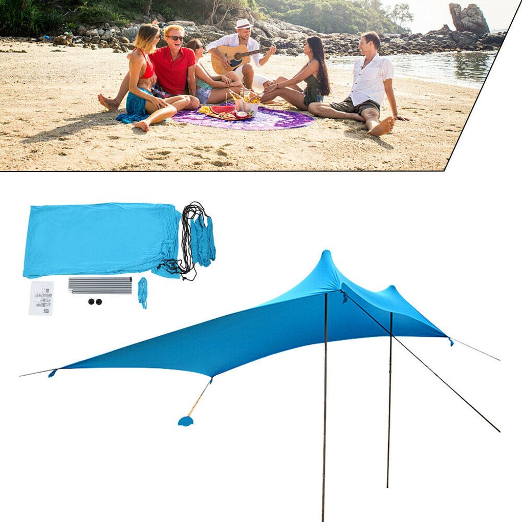 Strandzelt Schatten Zelt Strandmuschel Sonnensegel Sun Shelter UV-Schutz Tragbar 
