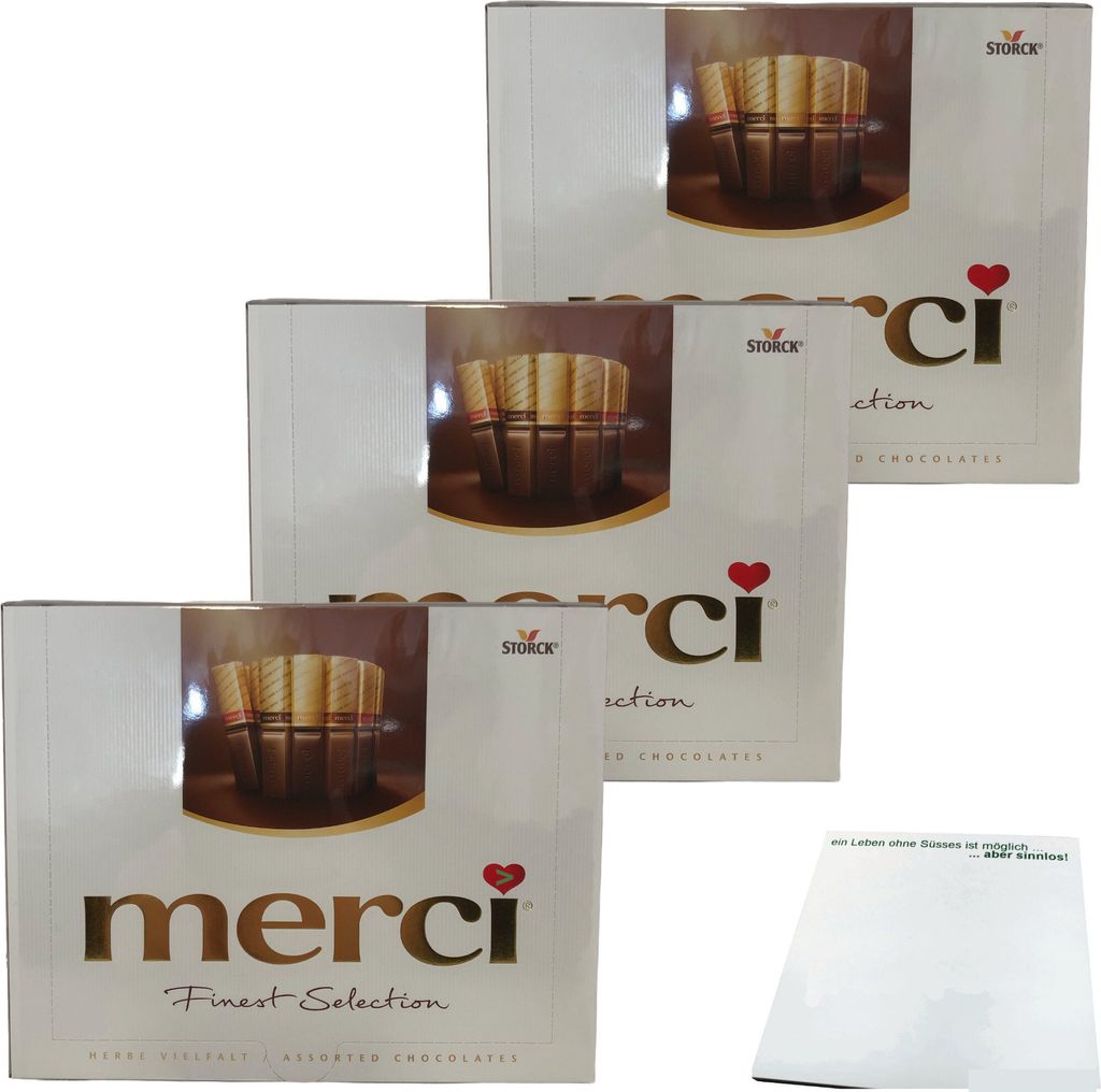 Storck Merci herbe Vielfalt Finest Selection 3er Pack (3x250g Packung) + usy Block
