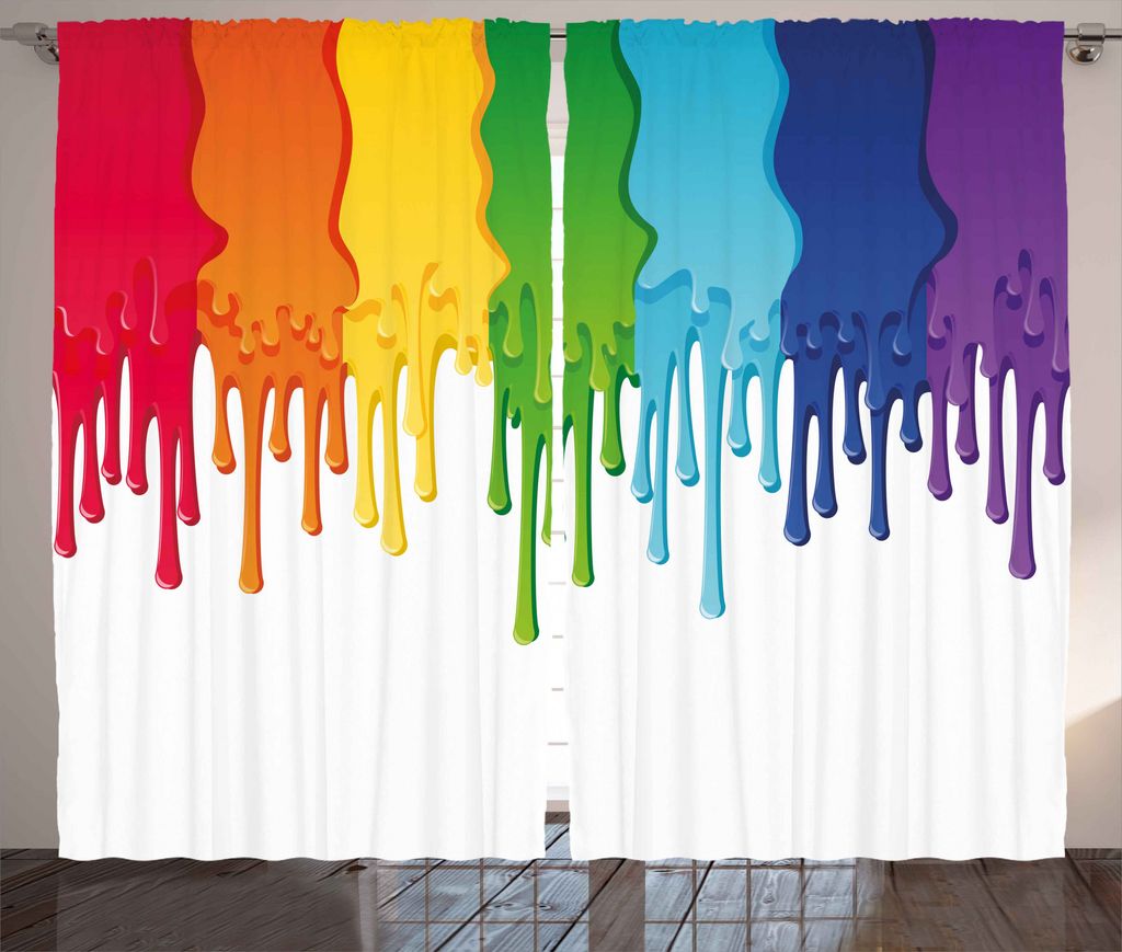 ABAKUHAUS Abstrakt Rustikaler Vorhang, Regenbogen farbige Lackierung, Wohnzimmer Universalband Gardinen mit Schlaufen und Haken, 280 x 175 cm, Mehr...