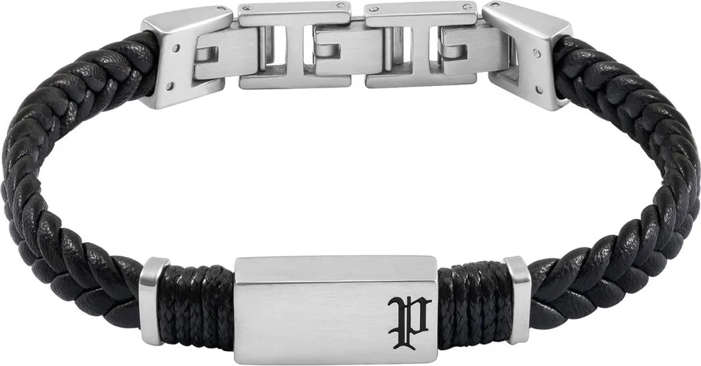 Police Ridgecord PEAGB0079503 Bracelet Homme en Cuir Noir et Acier
