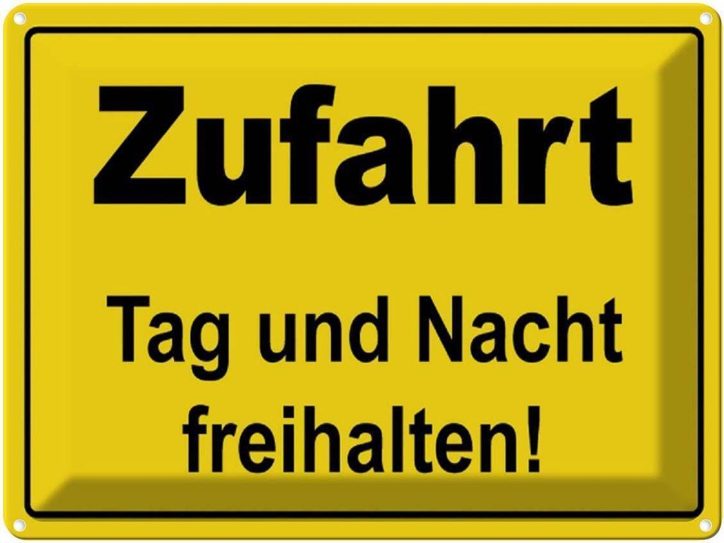 vianmo Blechschild 30x40 cm Zufahrt Tag und Nacht freihalten Warnschild Hinweisschild Sicherheit Vorsicht