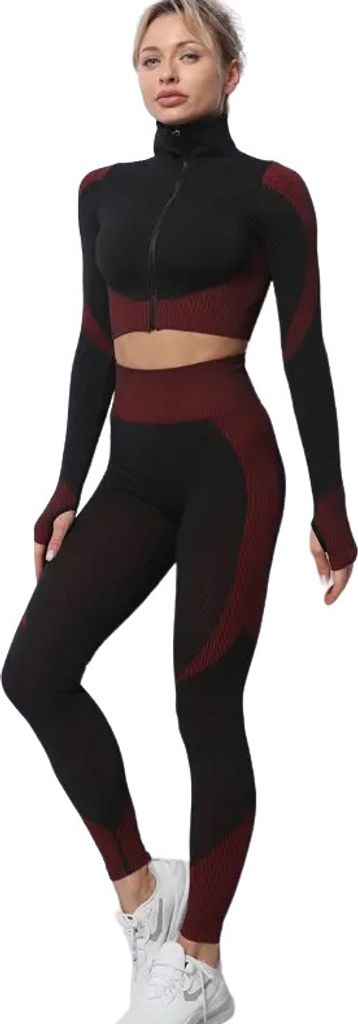 Stylisches Set Leggings und T-Shirt in Schwarz/Rot XL KP25039