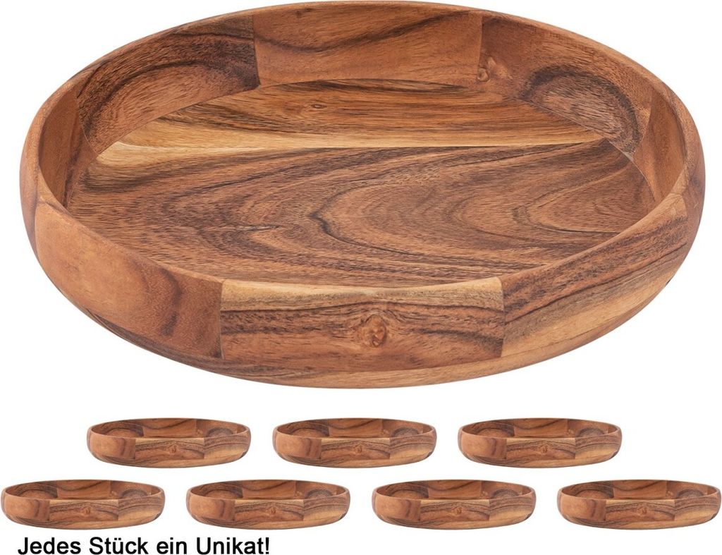 Soma Obstschale Deko Schale Holz Masterbox 8-teilig ø30cm lebensmittelecht Akazie massiv