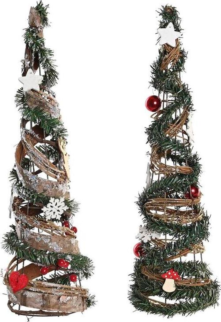 Weihnachtsbaum DKD Home Decor natürlich Rot Metall grün (14 x 14 x 51 cm) (2 Stück)