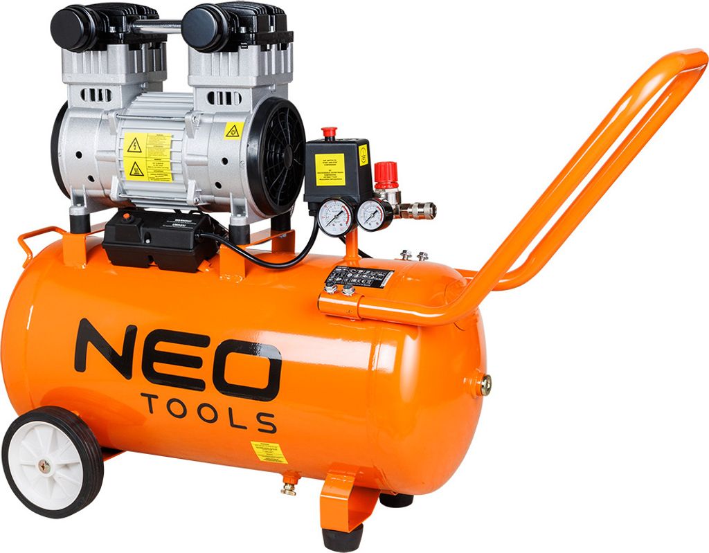 NEO TOOLS Leiser & Wartungsfreier Druckluftkompressor 50 l - Induktionsmotor für ruhigen Betrieb, 8 Bar Leistung