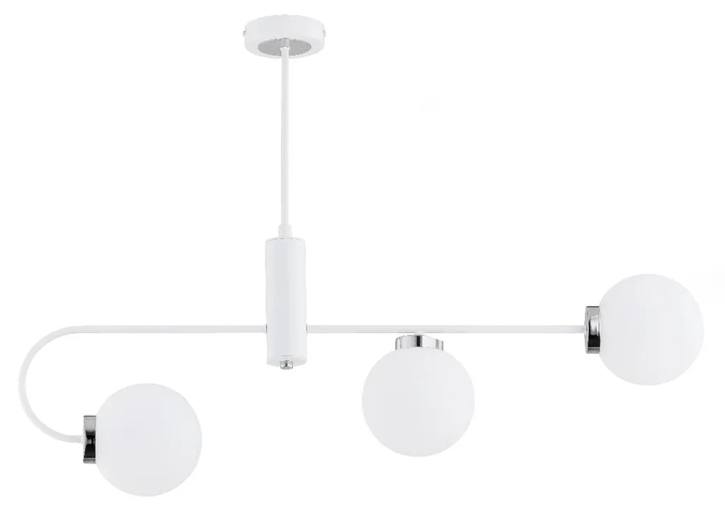 Lustre suspension design blanc asymétrique PERLA 3 lumières pour salon
