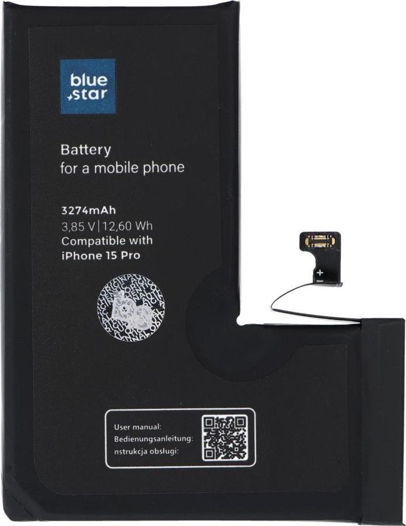 Battery passend für iPhone 15 PRO 3274 mAh Blue Star HQ