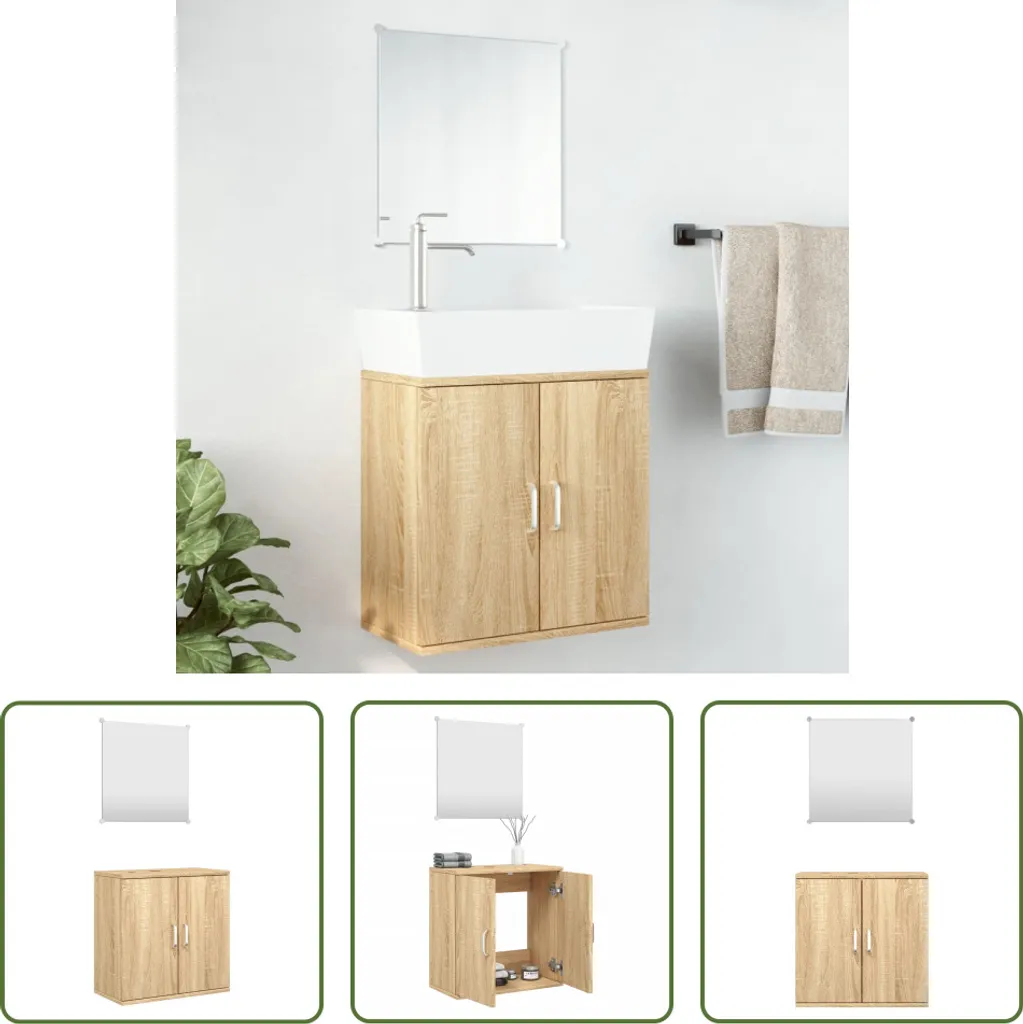 Set Arredo Bagno Rovere Chiaro | Mobile 2 Pezzi Legno Resistente