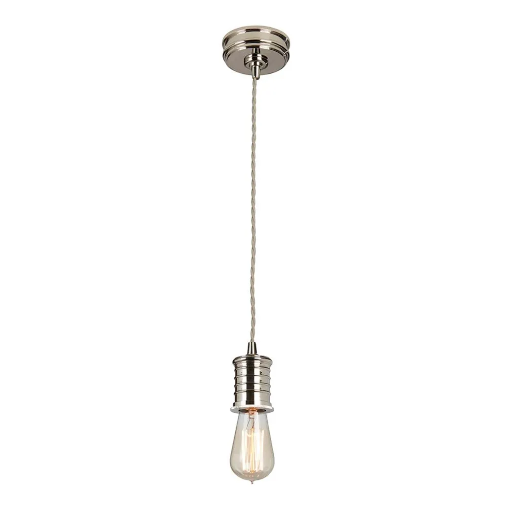 Suspension design rétro nickel poli avec douille apparente E27 Elstead