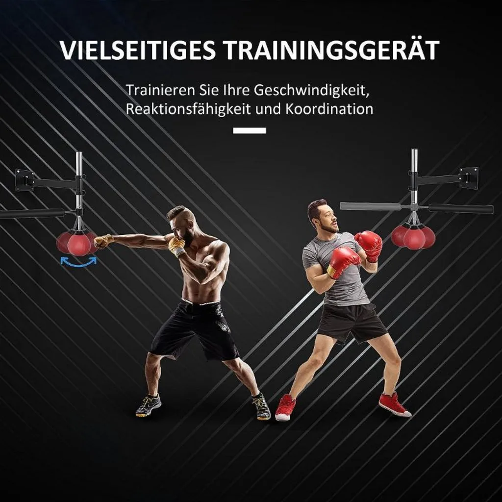 Support Boxe Mural Gain de Place Pliable avec Barre Réflexe Rouge
