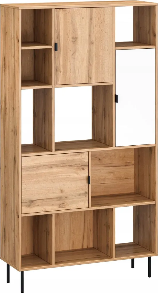 Meuble de rangement bibliothèque style boisé chêne Wotan 5 niveaux
