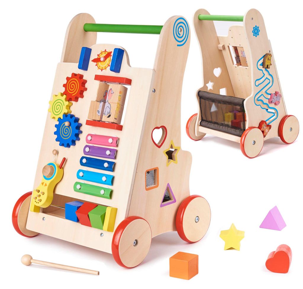 Passeggino cubo educativo in legno 6in1 Immagine del prodotto 