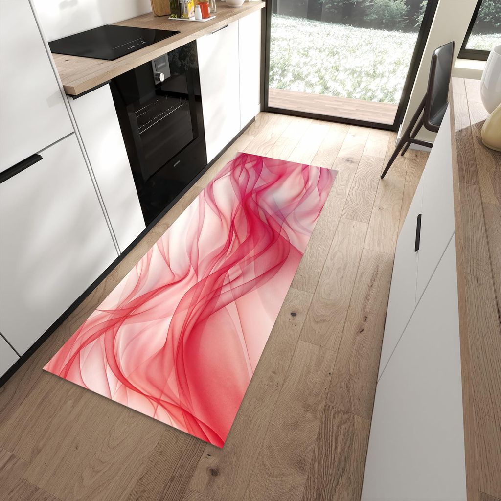 Küchenteppich 80x200cm rutschfest & abwischbar PVC Läufer - Seidenschleier