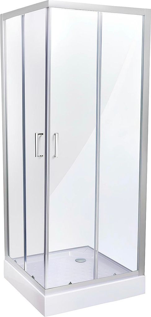 Belvit Duschkabine Eckdusche mit Schiebetüren und Duschwanne 80x80x200cm