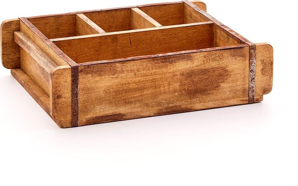 Ziegelform Holz 4 Fächer Dekokiste Pflanzkiste Vintage Unikat Holzkiste Retro