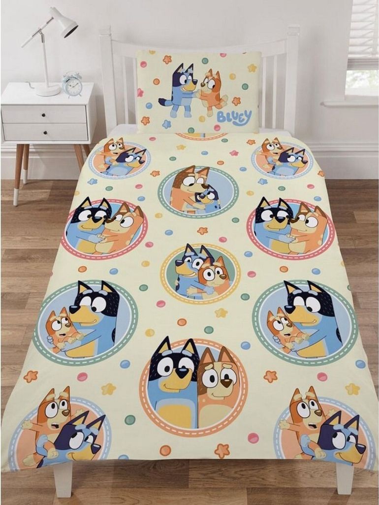 Bluey - Bettwäsche-Set "Happy", Baumwolle AG3609 (Einzelbett) (Gelb/Bunt)