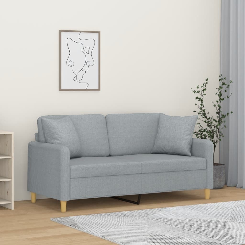 ZMH 2-Sitzer-Sofa mit Zierkissen Hellgrau 140 cm Stoff