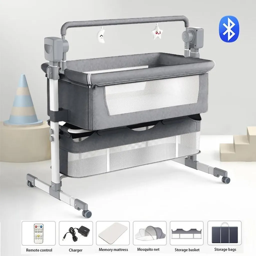 Lit d'appoint bébé pliable pour voyage et maison avec son Bluetooth