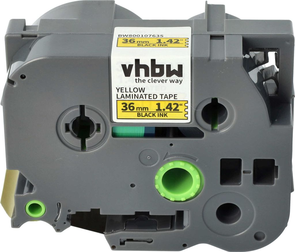 vhbw Schriftband-Kassette kompatibel mit Brother PT 9600, 9700PC, 9800PCN Etiketten-Drucker 8m x 36mm Schwarz auf Gelb