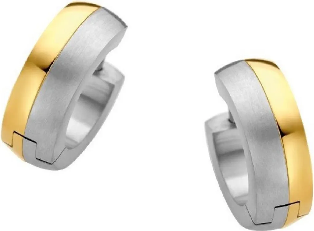 Créoles en titane bicolores pour femme Lynge Danish Design modèle IJ138E2