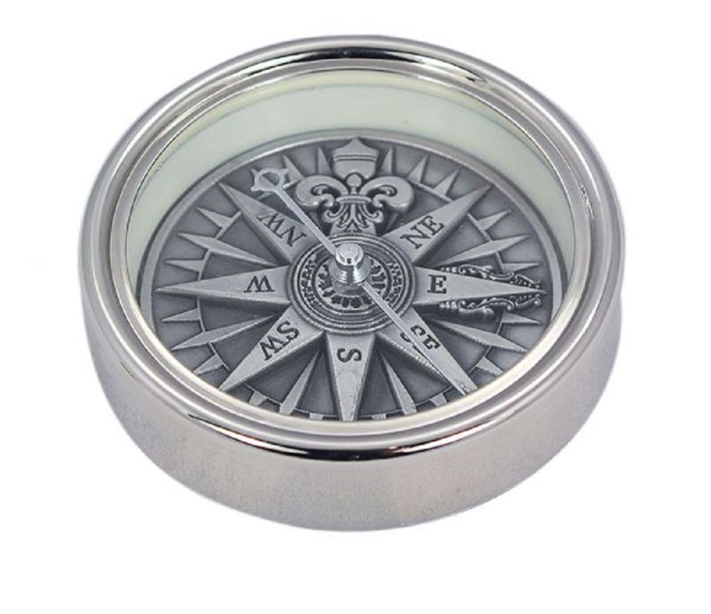 Taschenuhren Kompass Messing verchromt Magnet Kompass Sprungdeckel Kompass 