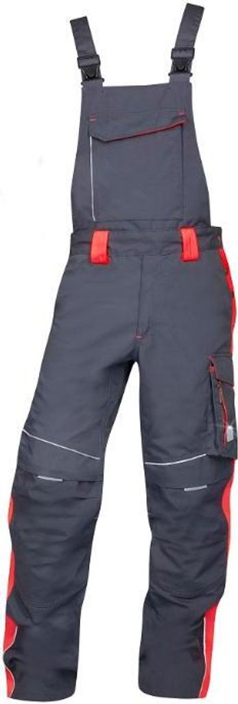 Latzhose ARDON NEON grau-rot mit Tasche für Knieschoner, Gr. 50