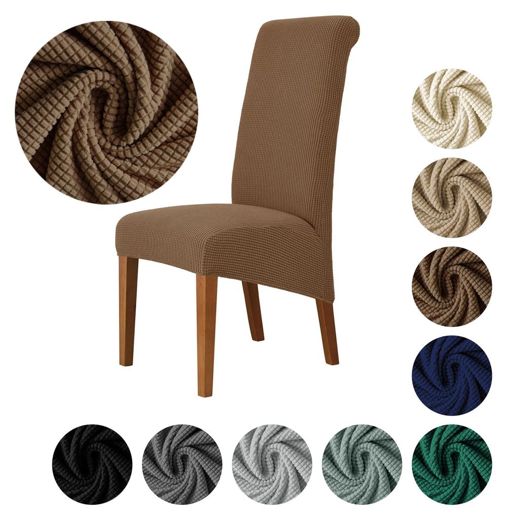 MEBLE ODNOWA, Stuhlbezug für schräge Stühle, Größe XXL, Jacquardbezug, Braun, Schonbezug, elastisch, Jacquard, strukturiert, maschinenwaschbar