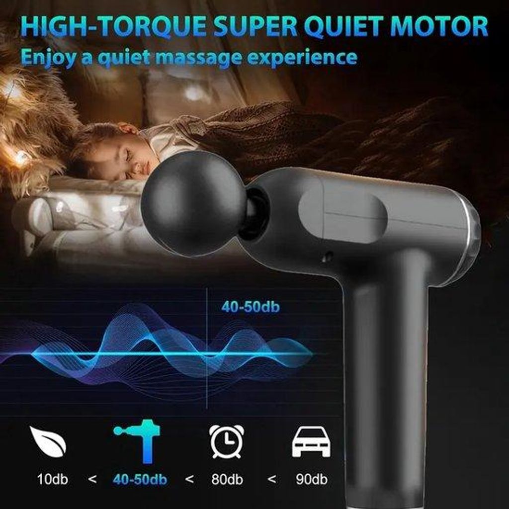 Massagepistool mit 8 austauschbaren Massagespitzen - USB-ladbar, ergonomisch konzipiert, für vollständige Körper-, Muskeln- und Triggerpunkt-Mas...