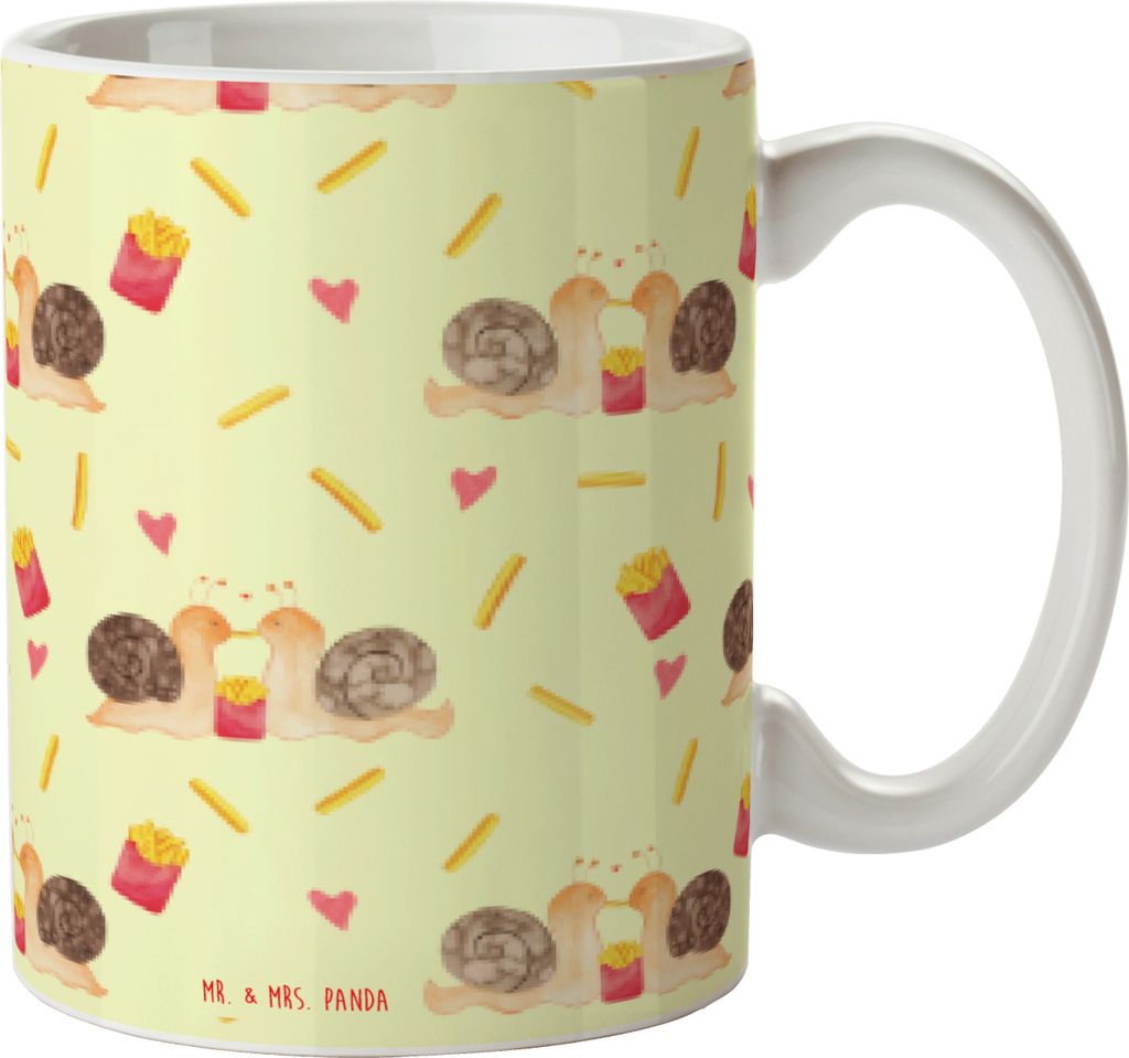 Mr. & Mrs. Panda Tasse Schnecken Liebe - Gelb - Geschenk, Pärchen, Zufrieden, Verliebt, Teetasse, Paar, milchkaffeetasse, Freundin, Trinkbecher, B...