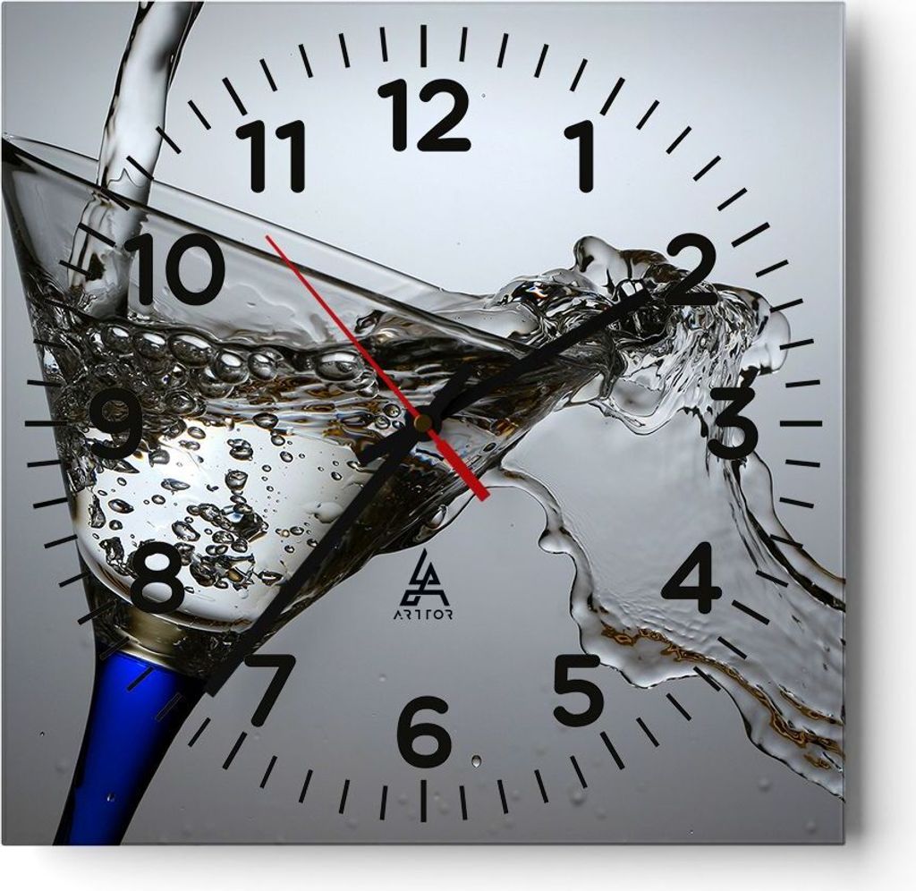 Wanduhr - Quadrat - Glasuhr - Funkeln trinken glas - 30x30cm - Schleichendes Uhrwerk - Lautlos - zum Aufhängen bereit - Dekoration Modern - Wandde...