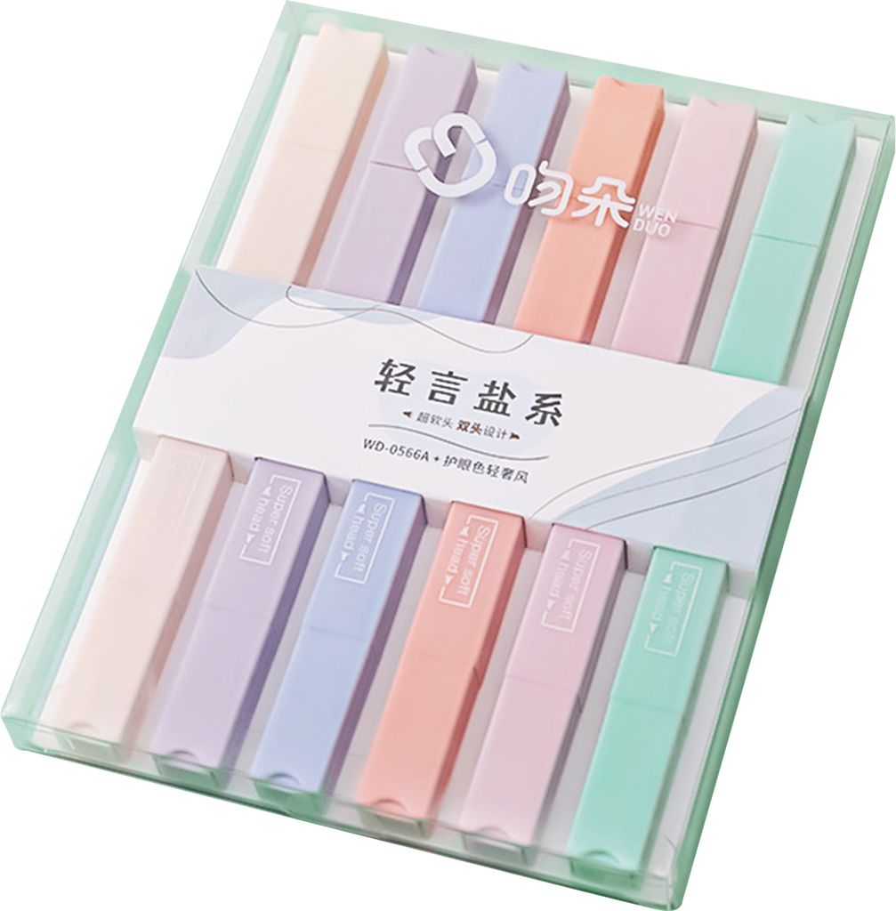 6pcs Highlighter Stift Macaron Farbe glattes Schreiben weicher Nib Ästhetik süßer Doppelkopfkunst Marker Stift für die Schule-B