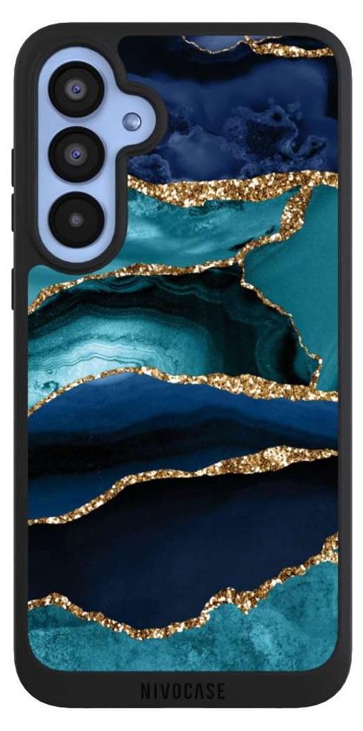 NIVOCASE Handyhülle für Samsung Galaxy A55 5G Hülle NIVOpure Case Schwarz Glitzer Look Marmor Trends