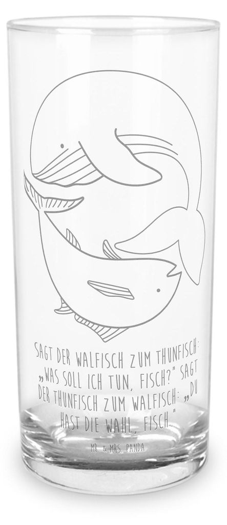 Mr. & Mrs. Panda Glas Walfisch Thunfisch 400 ml - Transparent - Geschenk, Trinkglas, Spruch Lustig, Wal, Cocktailglas, Des Tages, Wahl, Wasserglas,...
