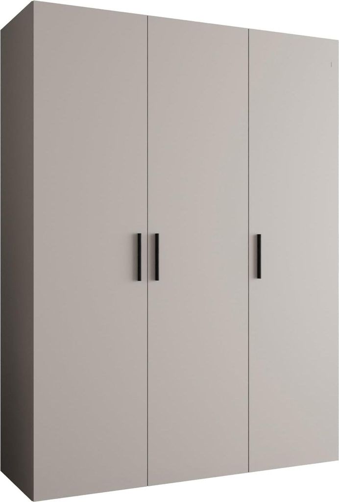 MEBLE KRYSPOL Schrank 150x202x52 cm mit Kleiderstange, 3xTür, BARI, Kaschmir, Griff Schwarz