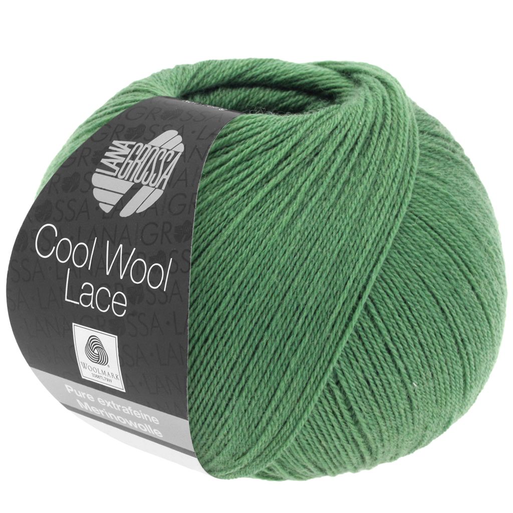 A ball of green yarn with a label.