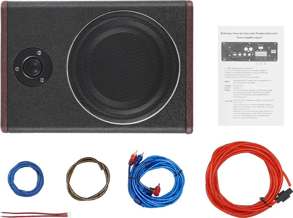 Caisson de basse plat pour voiture - Subwoofer noir slim haute fidélité
