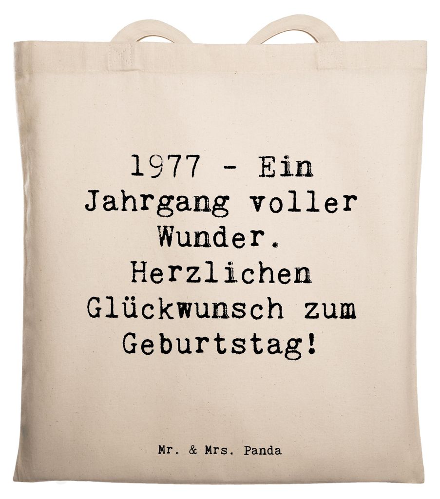 Mr. & Mrs. Panda Uni Tasche Spruch 1977 Geburtstag Wunder - Weiß - Geschenk, Schultasche, Happy Birthday, Jubiläum, Einkaufstüte, Shopping, Tote...