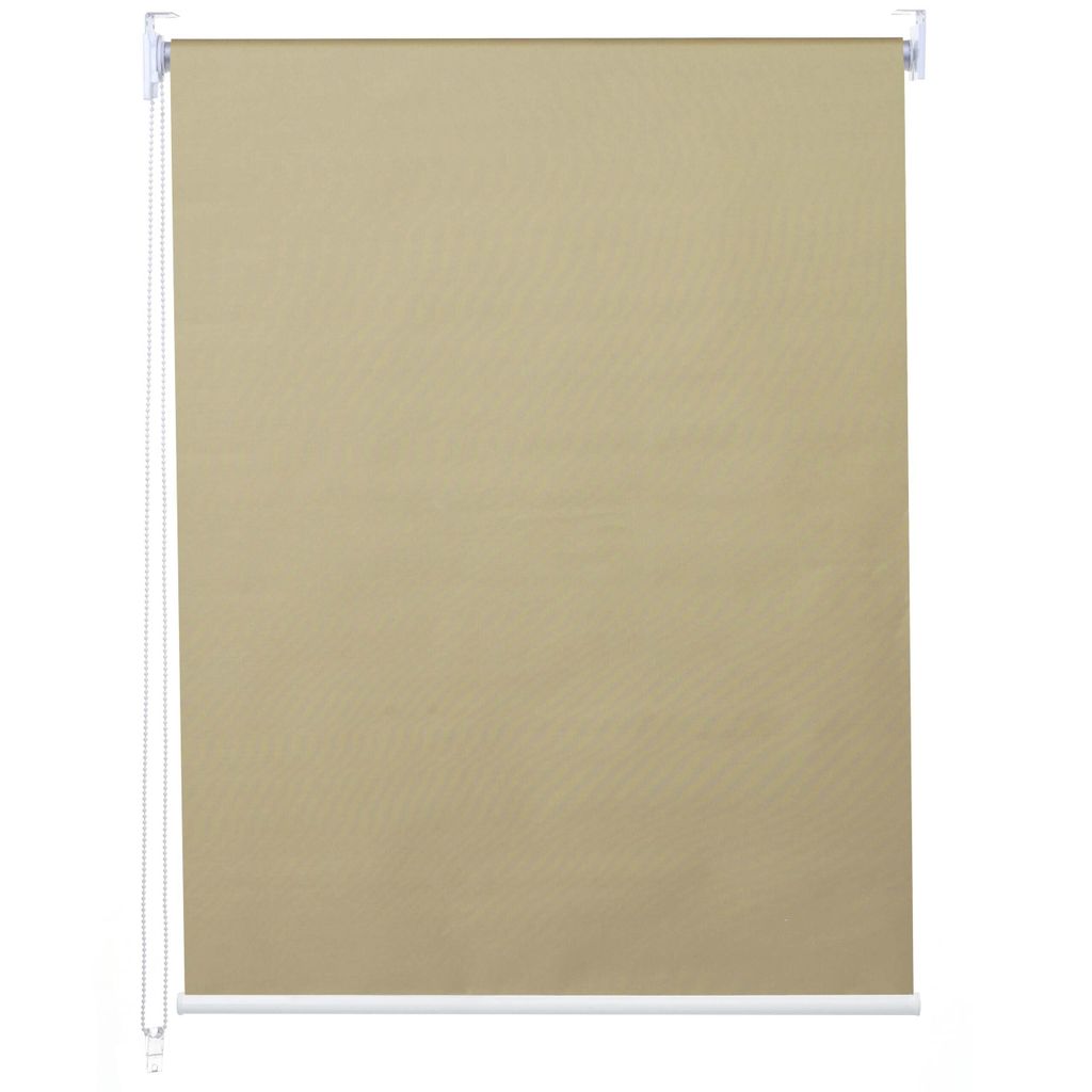 Rollo MCW-D52, Fensterrollo Seitenzugrollo Jalousie, Sonnenschutz Verdunkelung blickdicht 120x160cm beige