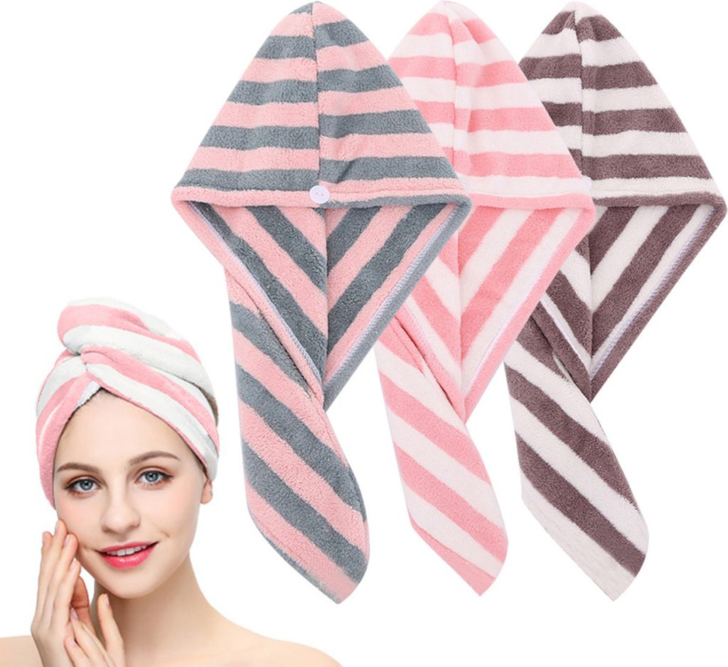 Handtuch zum Trocknen von Haaren, super saugfähig, verdrehter Turban