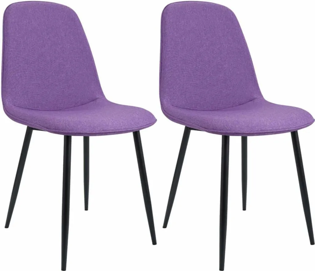 Set di 2 sedie da pranzo viola - sedie assemblate - elevato comfort di seduta - robusta struttura in metallo